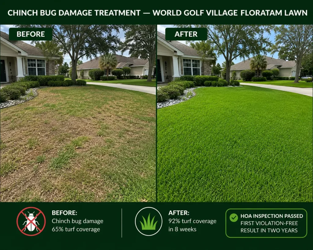 Chinch bug damage treatment (