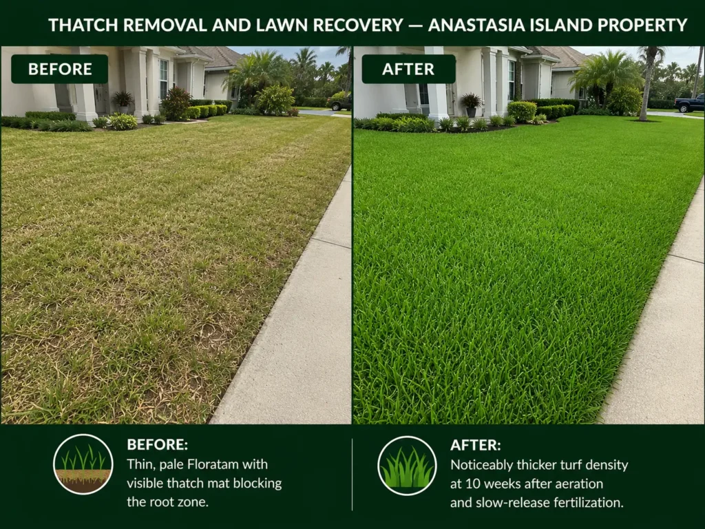 Thatch removal and lawn recovery