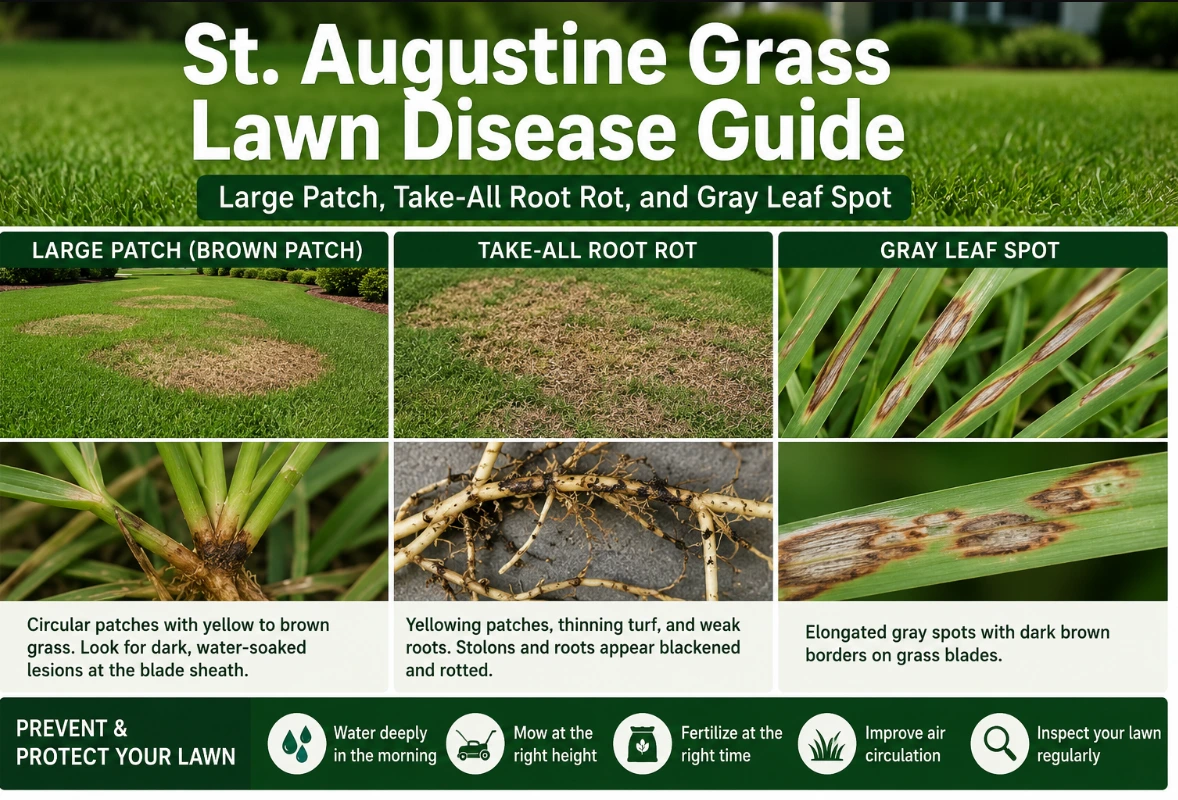 St. Augustine Grass Lawn Disease Guide Large Patch, Take-All Root Rot, and Gray Leaf Spot
